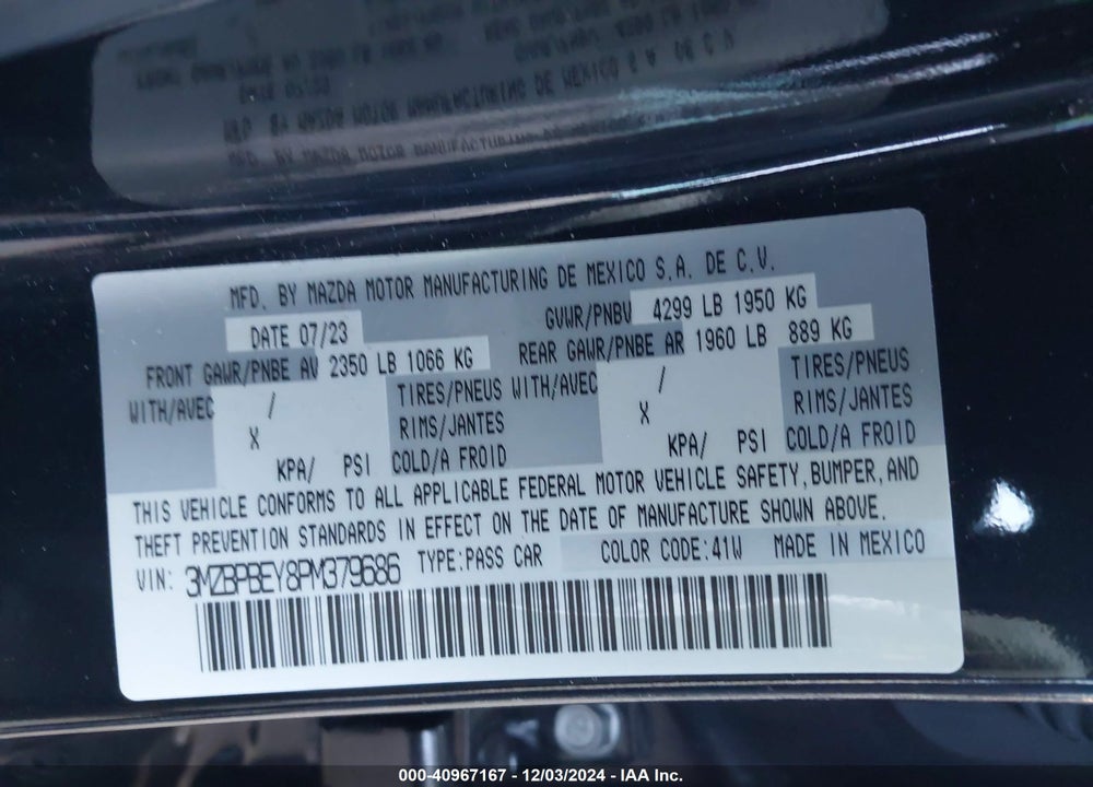 2023 MAZDA 3 2.5 TURBO PREMIUM PLUS VIN: 3MZBPBEY8PM379686