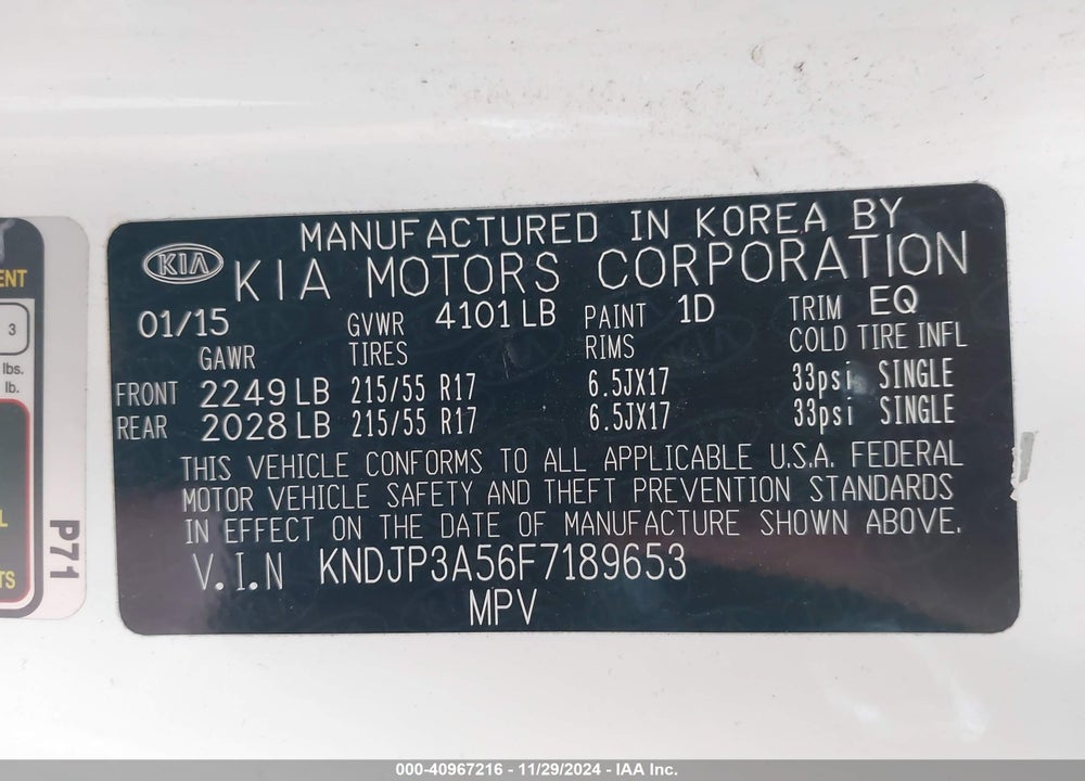 2015 KIA SOUL VIN: KNDJP3A56F7189653