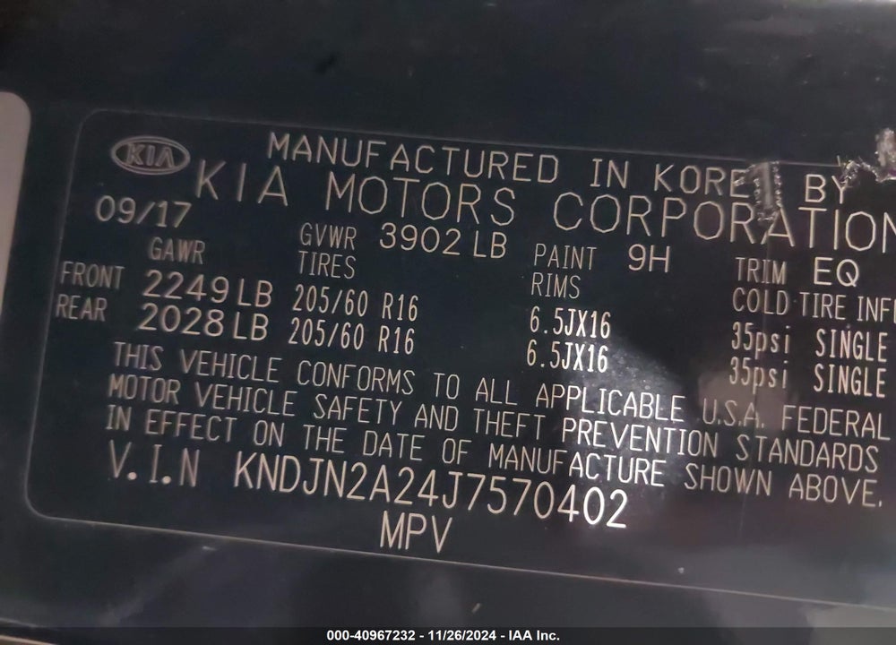 2018 KIA SOUL VIN: KNDJN2A24J7570402