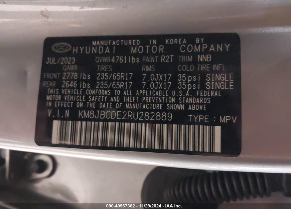 2024 HYUNDAI TUCSON VIN: KM8JBCDE2RU282889