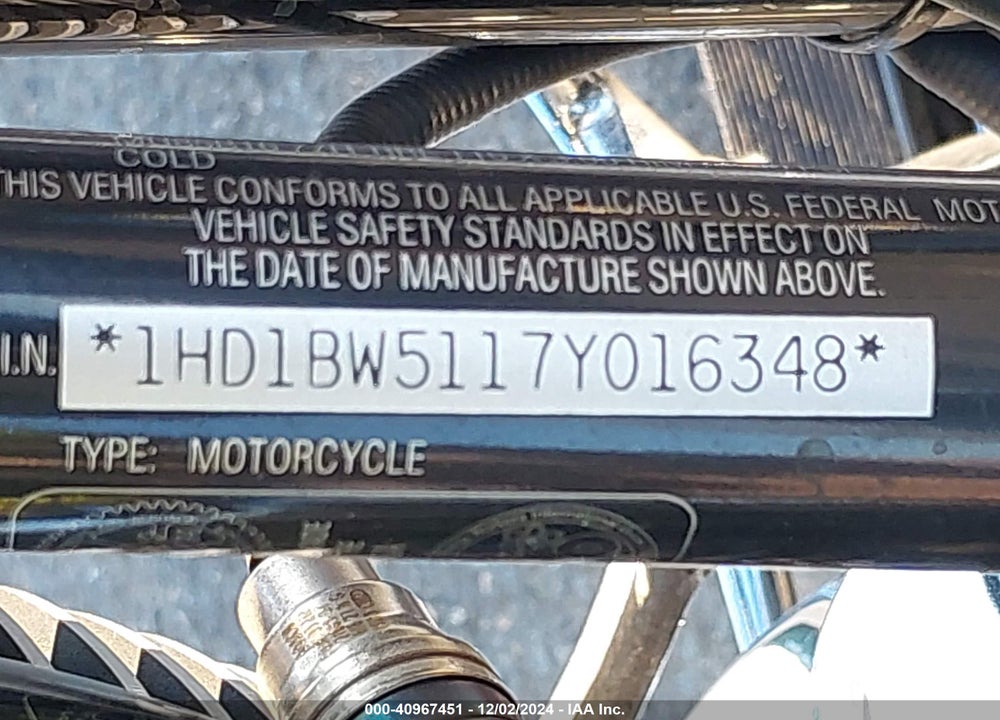 2007 HARLEY-DAVIDSON FLSTC VIN: 1HD1BW5117Y016348
