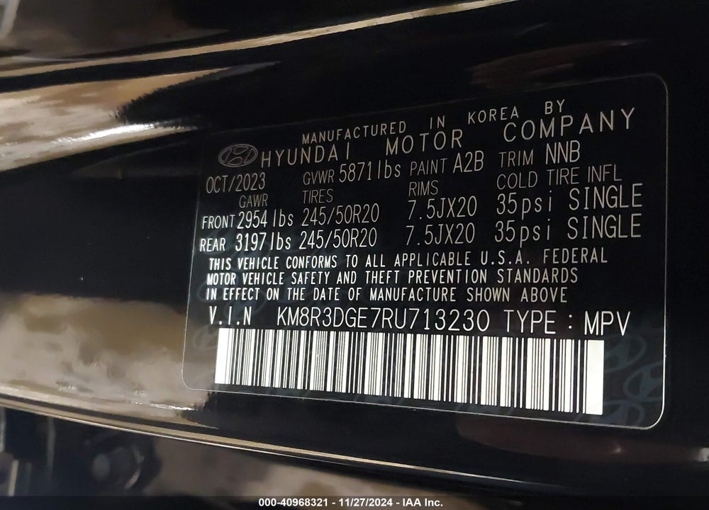 2024 HYUNDAI PALISADE XRT VIN: KM8R3DGE7RU713230