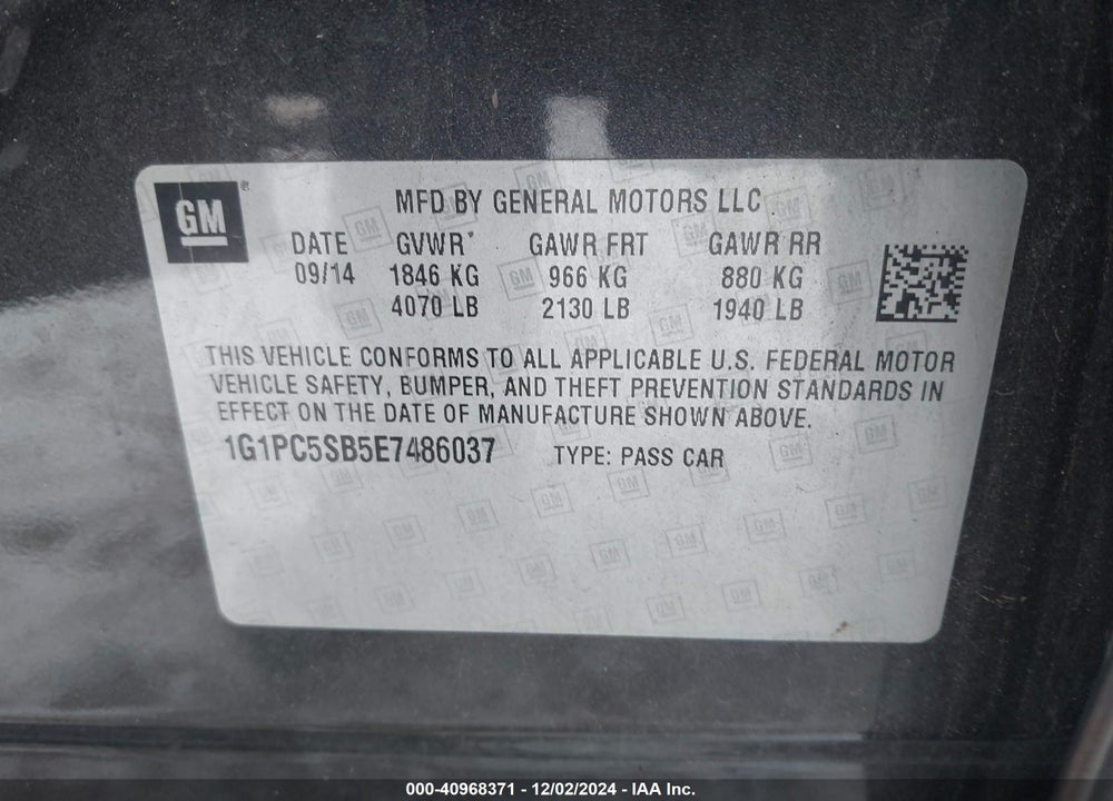 2014 CHEVROLET CRUZE 1LT AUTO VIN: 1G1PC5SB5E7486037