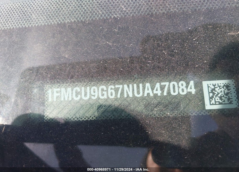 2022 FORD ESCAPE SE VIN: 1FMCU9G67NUA47084