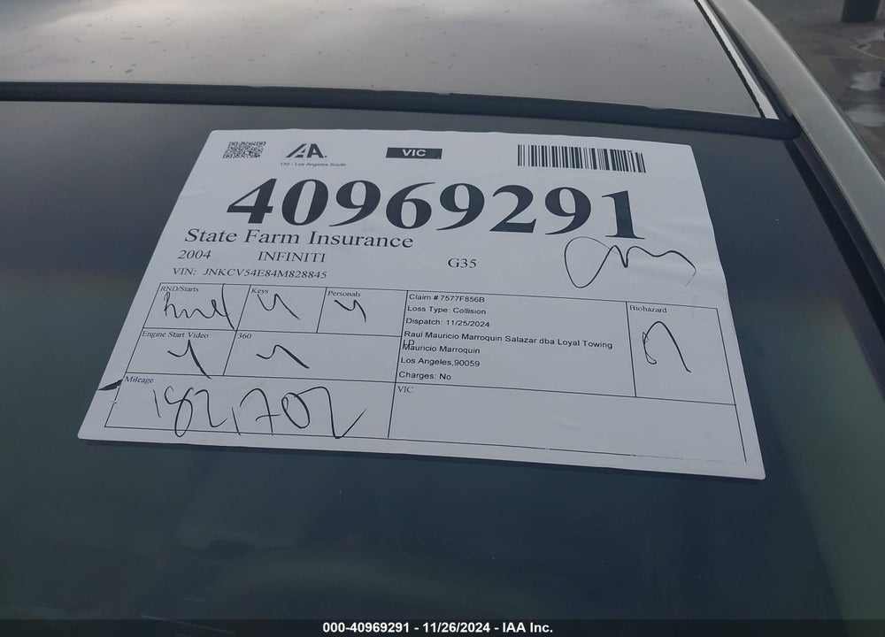 2004 INFINITI G35 VIN: JNKCV54E84M828845