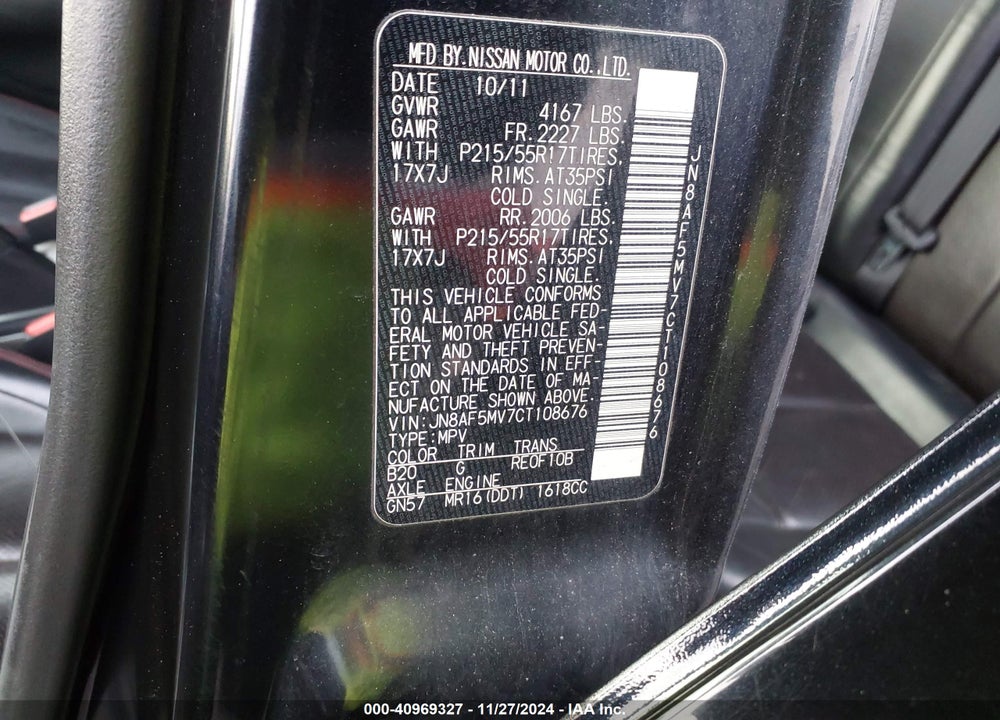 2012 NISSAN JUKE SV VIN: JN8AF5MV7CT108676