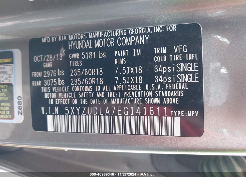 2014 HYUNDAI SANTA FE SPORT 2.0L TURBO VIN: 5XYZUDLA7EG141611