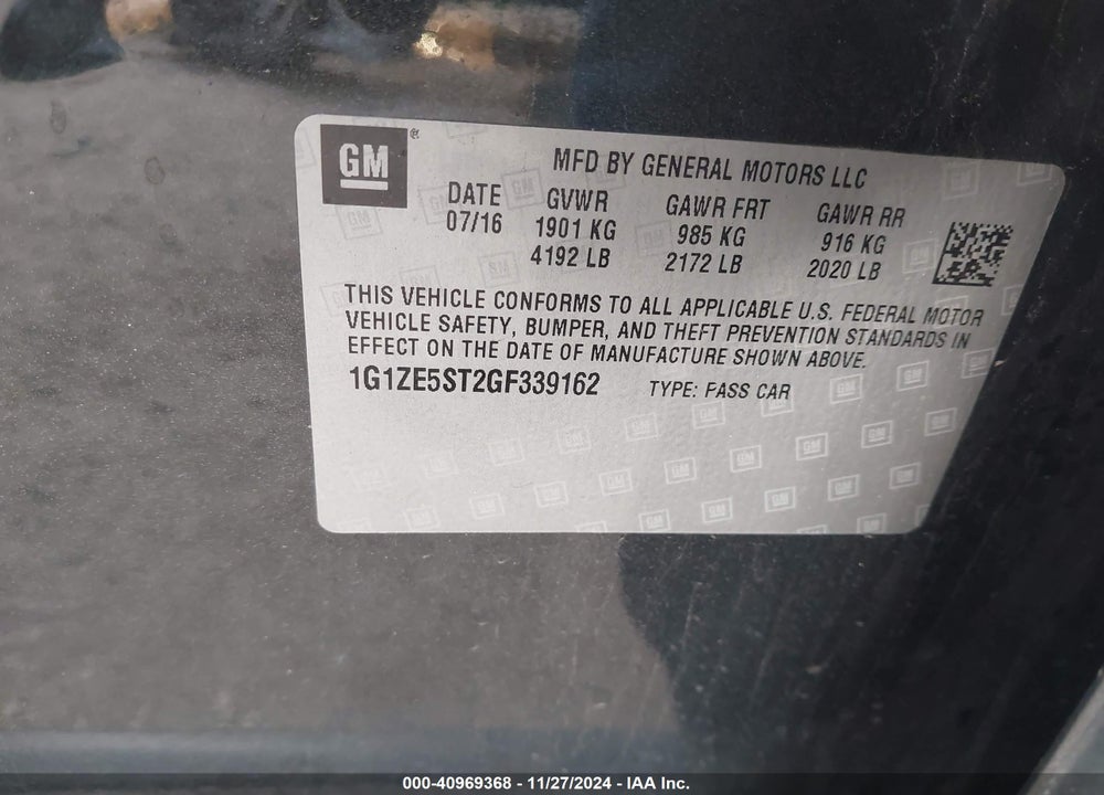 2016 CHEVROLET MALIBU 1LT VIN: 1G1ZE5ST2GF339162