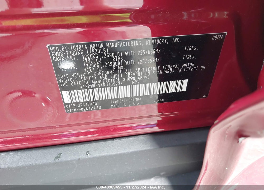 2024 TOYOTA RAV4 HYBRID XLE VIN: 4T3RWRFV4RU159237