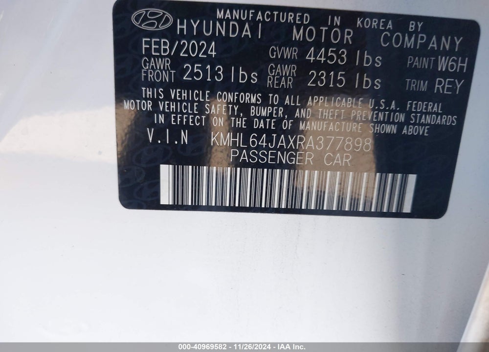 2024 HYUNDAI SONATA SEL VIN: KMHL64JAXRA377898