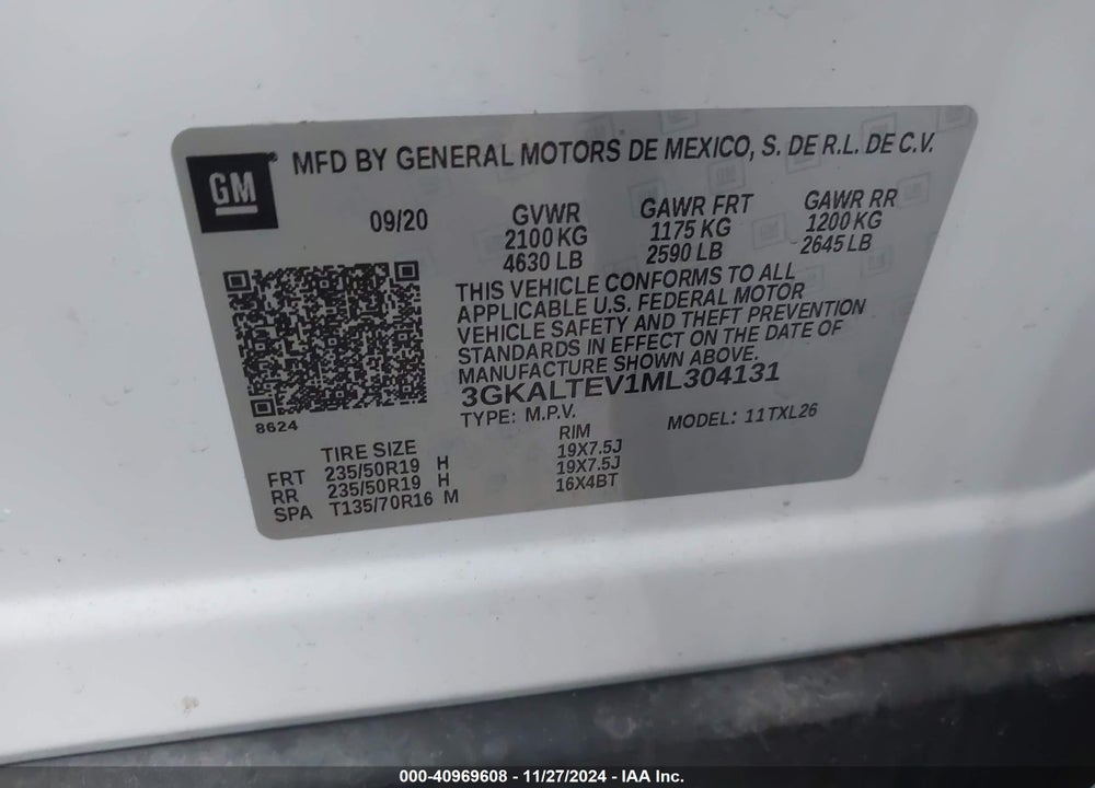 2021 GMC TERRAIN AWD SLE VIN: 3GKALTEV1ML304131
