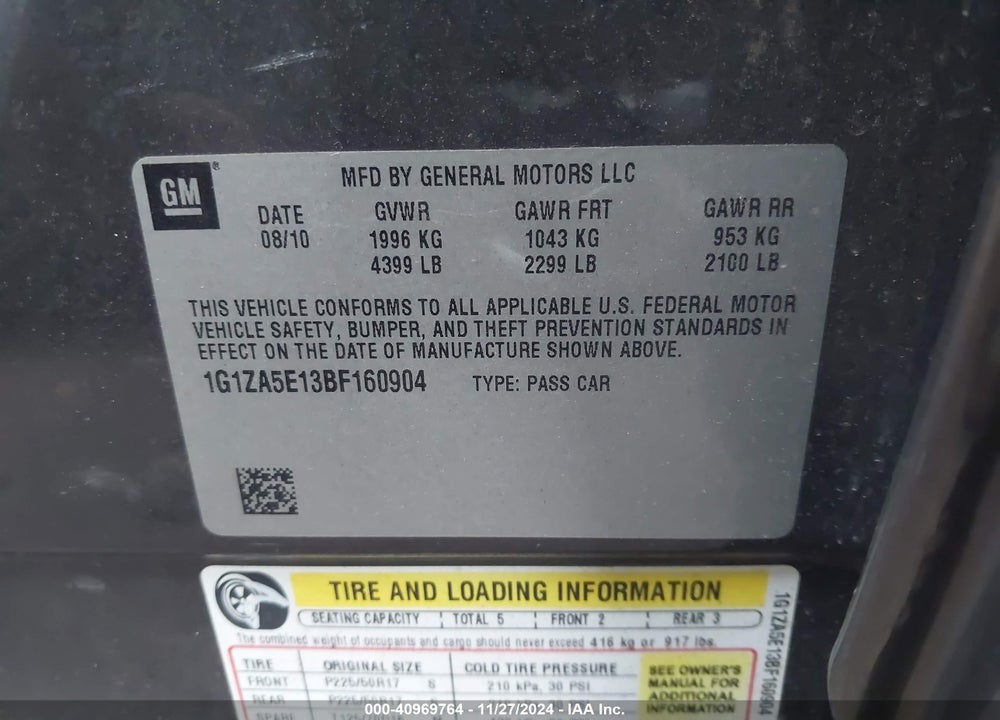 2011 CHEVROLET MALIBU LS VIN: 1G1ZA5E13BF160904