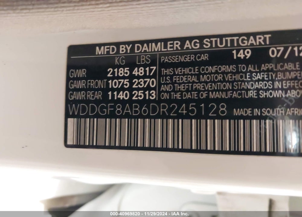 2013 MERCEDES-BENZ C 300 LUXURY 4MATIC/SPORT 4MATIC VIN: WDDGF8AB6DR245128