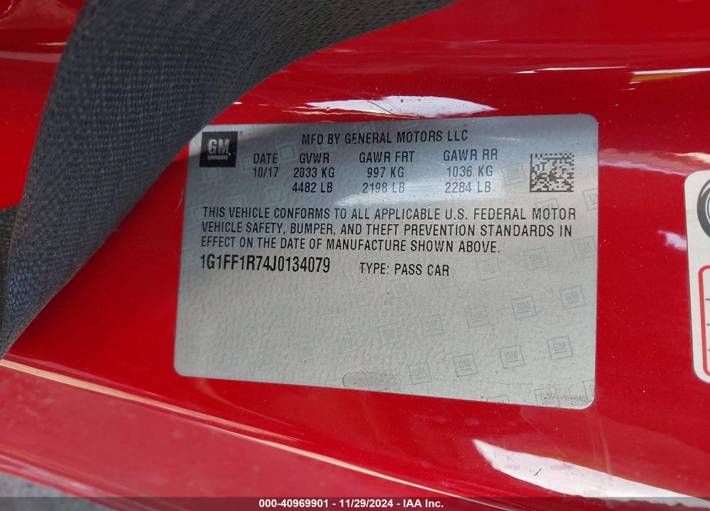 2018 CHEVROLET CAMARO 1SS VIN: 1G1FF1R74J0134079