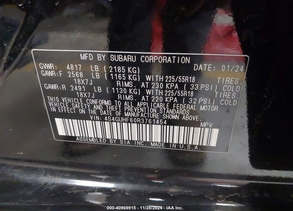 2024 SUBARU CROSSTREK SPORT VIN: 4S4GUHF60R3761454