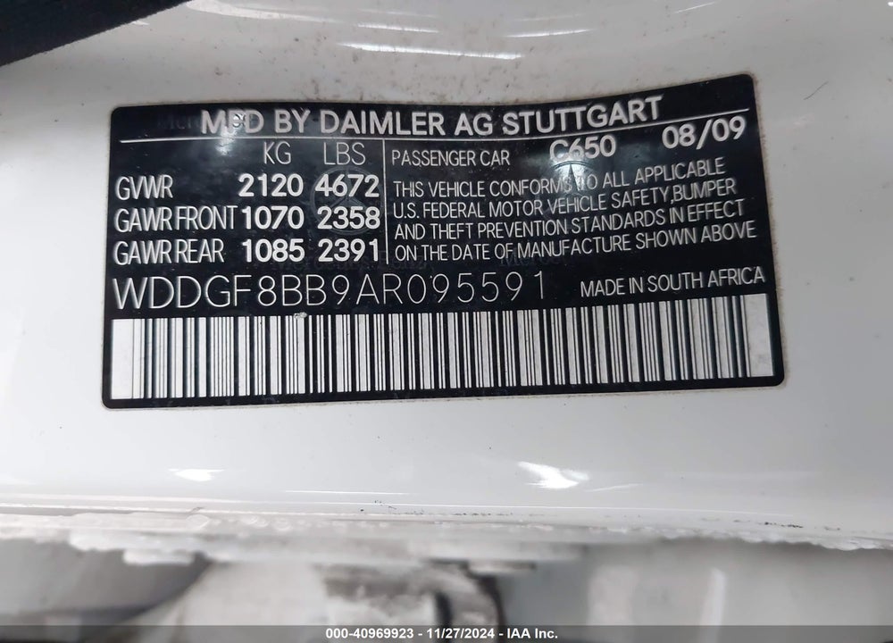 2010 MERCEDES-BENZ C 300 LUXURY 4MATIC/SPORT 4MATIC VIN: WDDGF8BB9AR095591