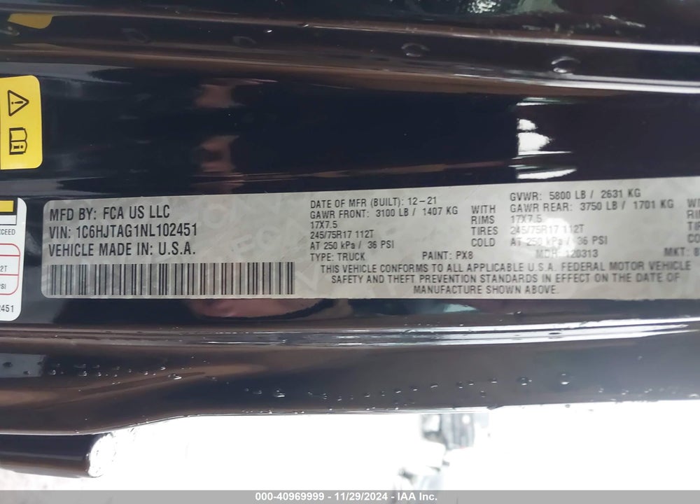 2022 JEEP GLADIATOR SPORT S 4X4 VIN: 1C6HJTAG1NL102451