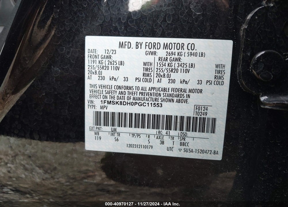 2023 FORD EXPLORER XLT VIN: 1FMSK8DH0PGC11553