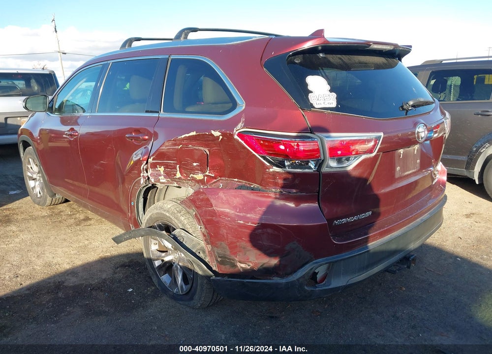 2015 TOYOTA HIGHLANDER XLE V6 VIN: 5TDJKRFHXFS185034