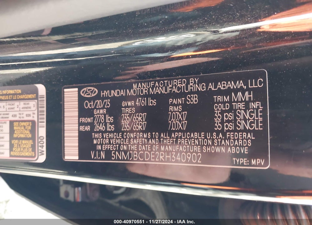 2024 HYUNDAI TUCSON SEL VIN: 5NMJBCDE2RH340902