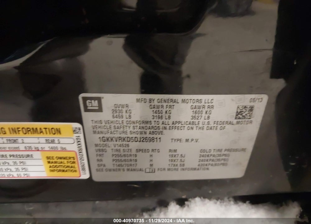 2013 GMC ACADIA SLT-1 VIN: 1GKKVRKD5DJ269811