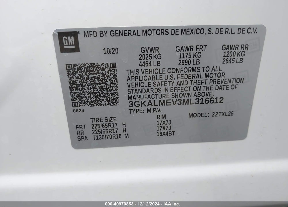 2021 GMC TERRAIN FWD SLE VIN: 3GKALMEV3ML316612