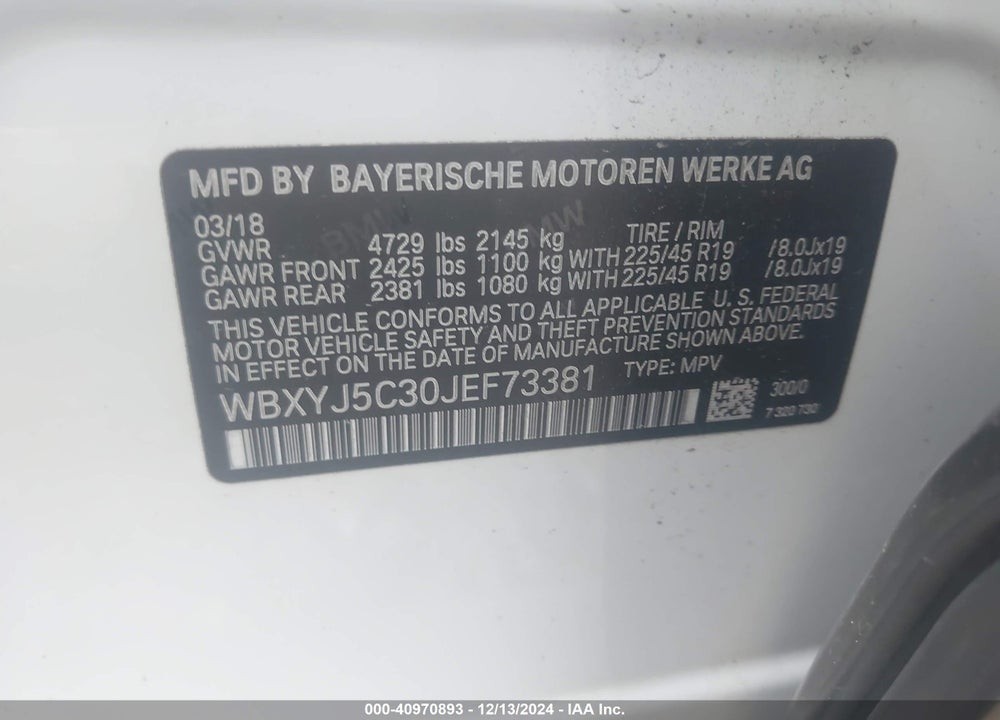 2018 BMW X2 XDRIVE28I VIN: WBXYJ5C30JEF73381