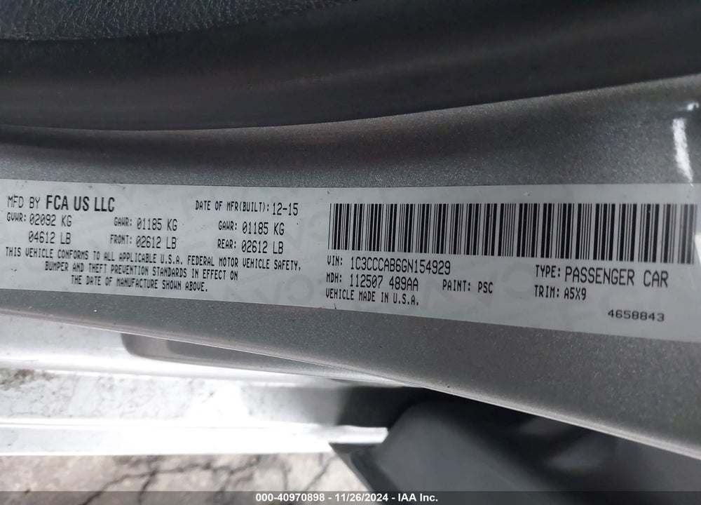 2016 CHRYSLER 200 LIMITED VIN: 1C3CCCAB6GN154929