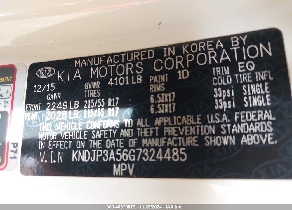 2016 KIA SOUL VIN: KNDJP3A56G7324485