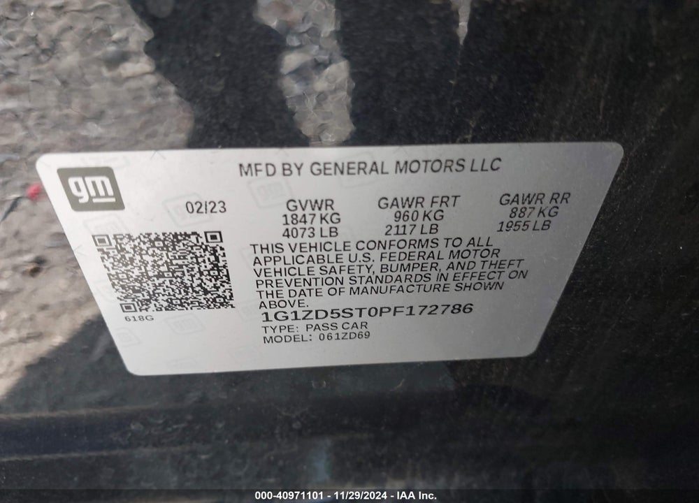 2023 CHEVROLET MALIBU FWD 1LT VIN: 1G1ZD5ST0PF172786