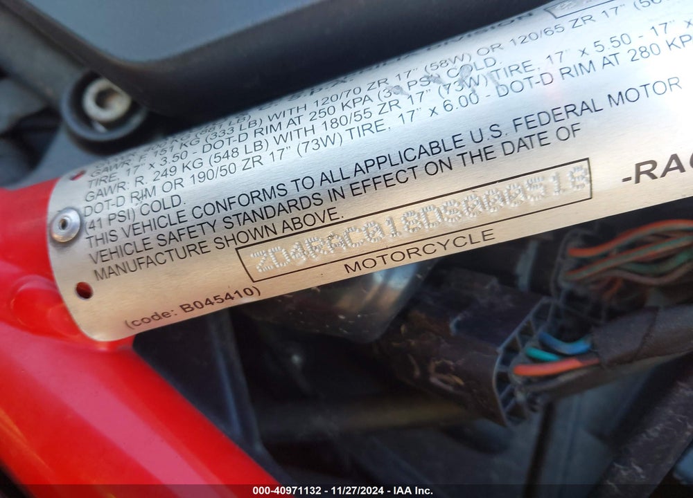 2013 APRILIA SHIVER 750 VIN: ZD4RAC018DS000518