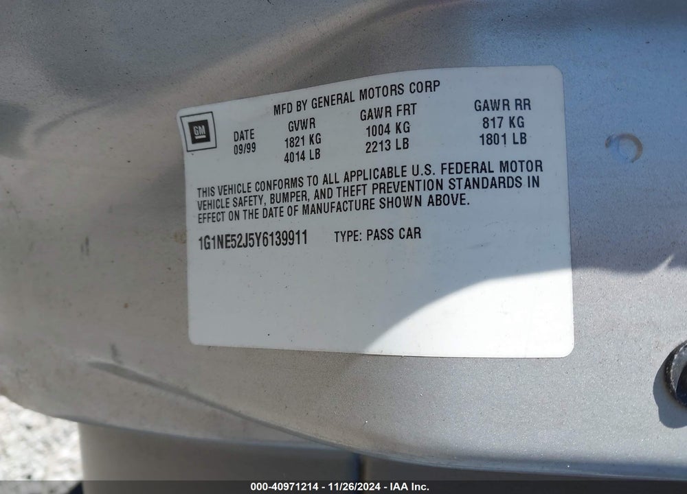 2000 CHEVROLET MALIBU LS VIN: 1G1NE52J5Y6139911