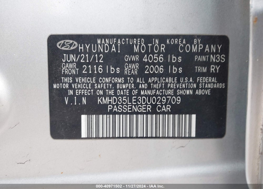 2013 HYUNDAI ELANTRA GT VIN: KMHD35LE3DU029709