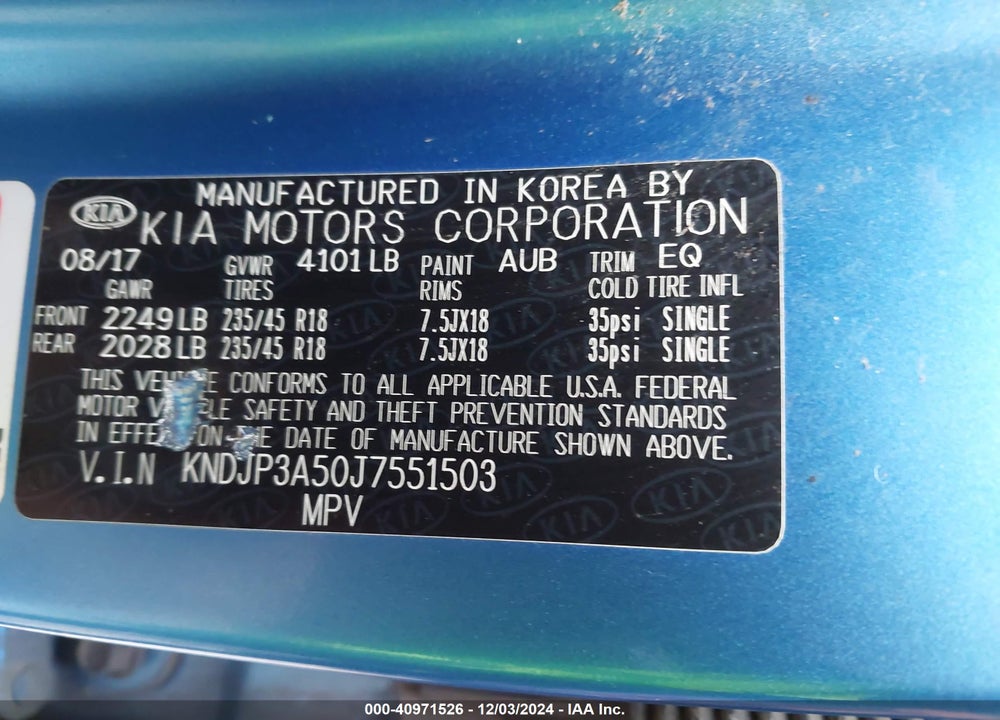 2018 KIA SOUL VIN: KNDJP3A50J7551503