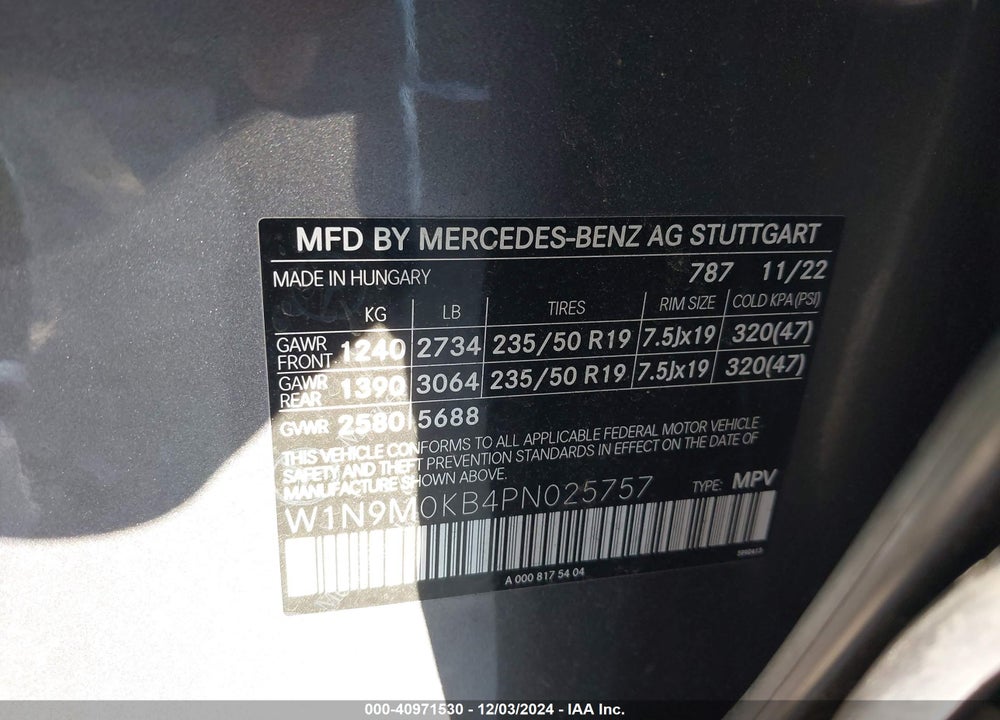 2023 MERCEDES-BENZ EQB 300 SUV 4MATIC VIN: W1N9M0KB4PN025757