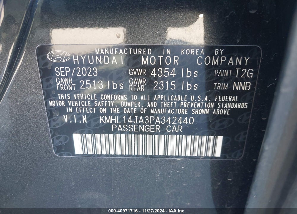 2023 HYUNDAI SONATA SEL VIN: KMHL14JA3PA342440