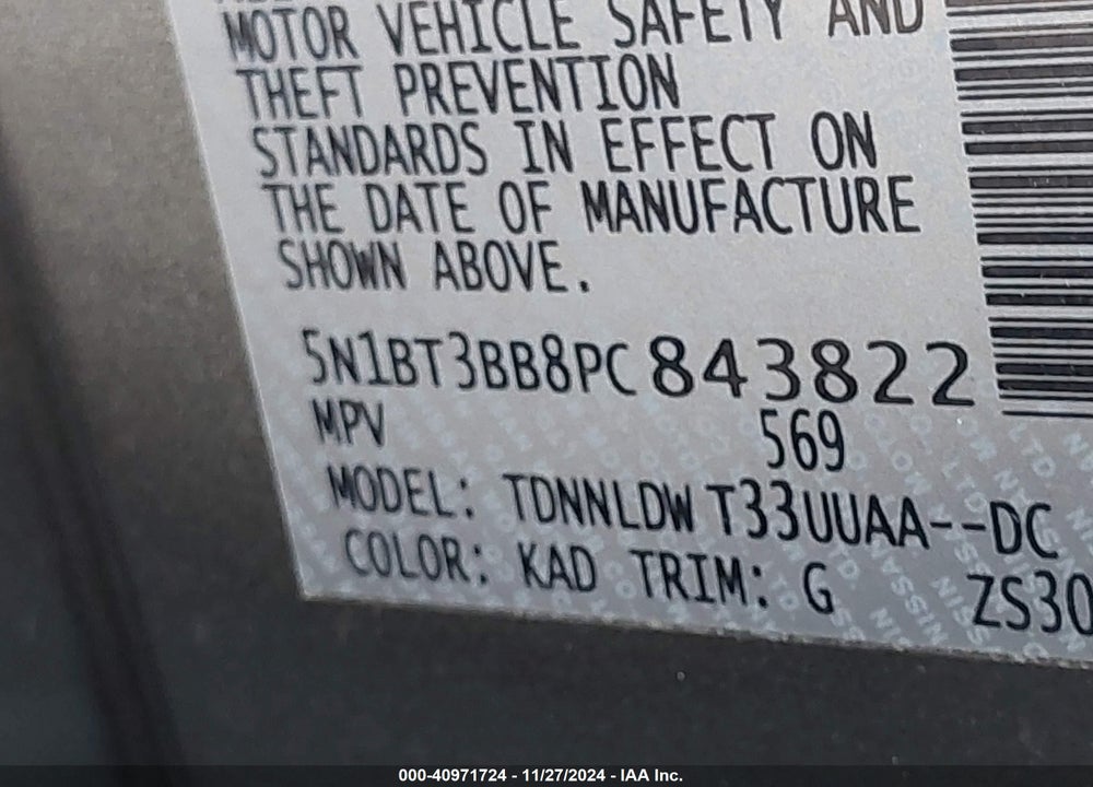 2023 NISSAN ROGUE SV INTELLIGENT AWD VIN: 5N1BT3BB8PC843822