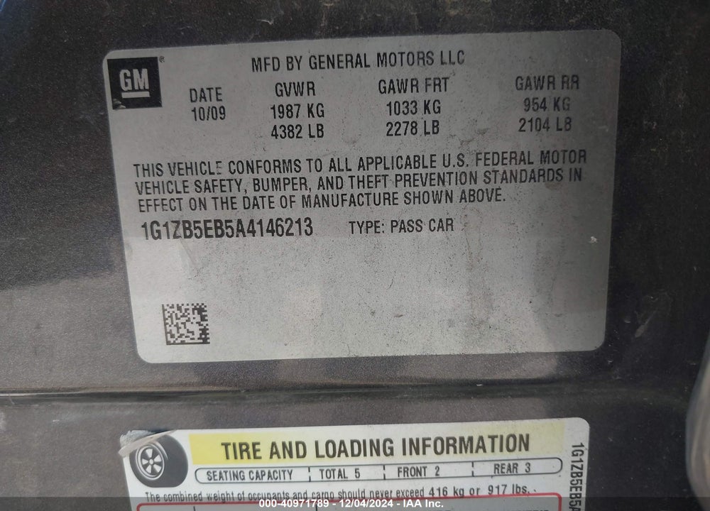 2010 CHEVROLET MALIBU LS VIN: 1G1ZB5EB5A4146213
