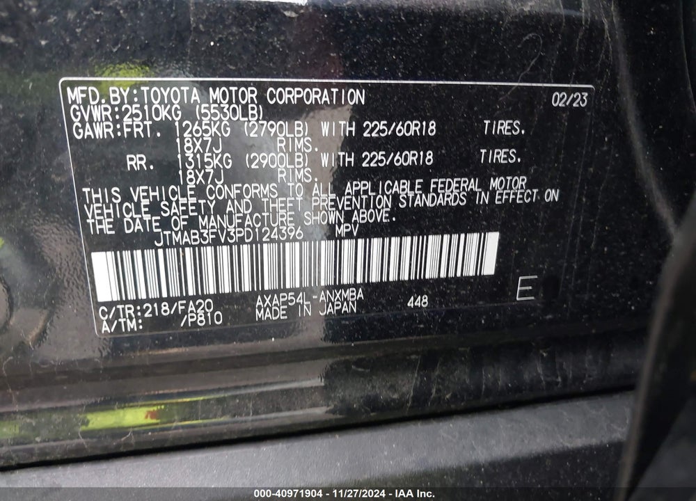 2023 TOYOTA RAV4 PRIME SE VIN: JTMAB3FV3PD124396
