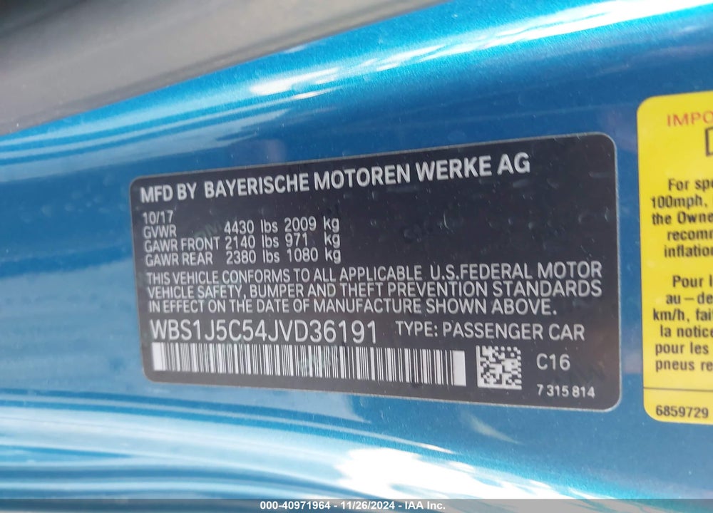 2018 BMW M2 VIN: WBS1J5C54JVD36191