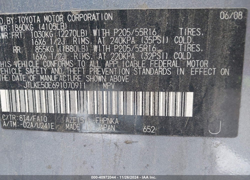 2009 SCION XB BASE (RETAIL ORDERS ONLY) (A4) VIN: JTLKE50E691070911