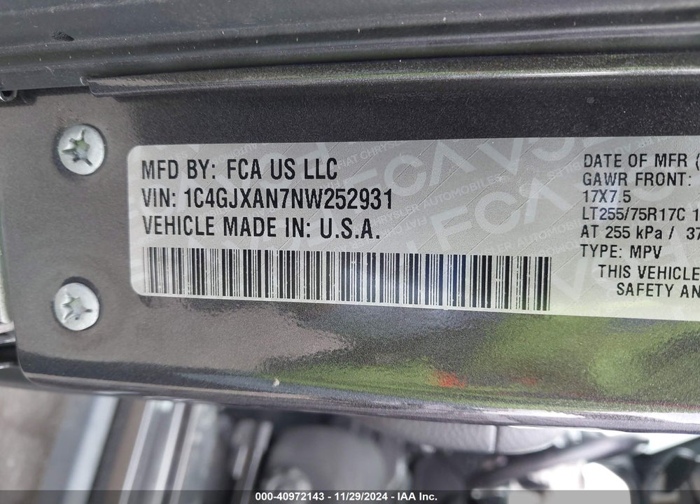 2022 JEEP WRANGLER WILLYS 4X4 VIN: 1C4GJXAN7NW252931