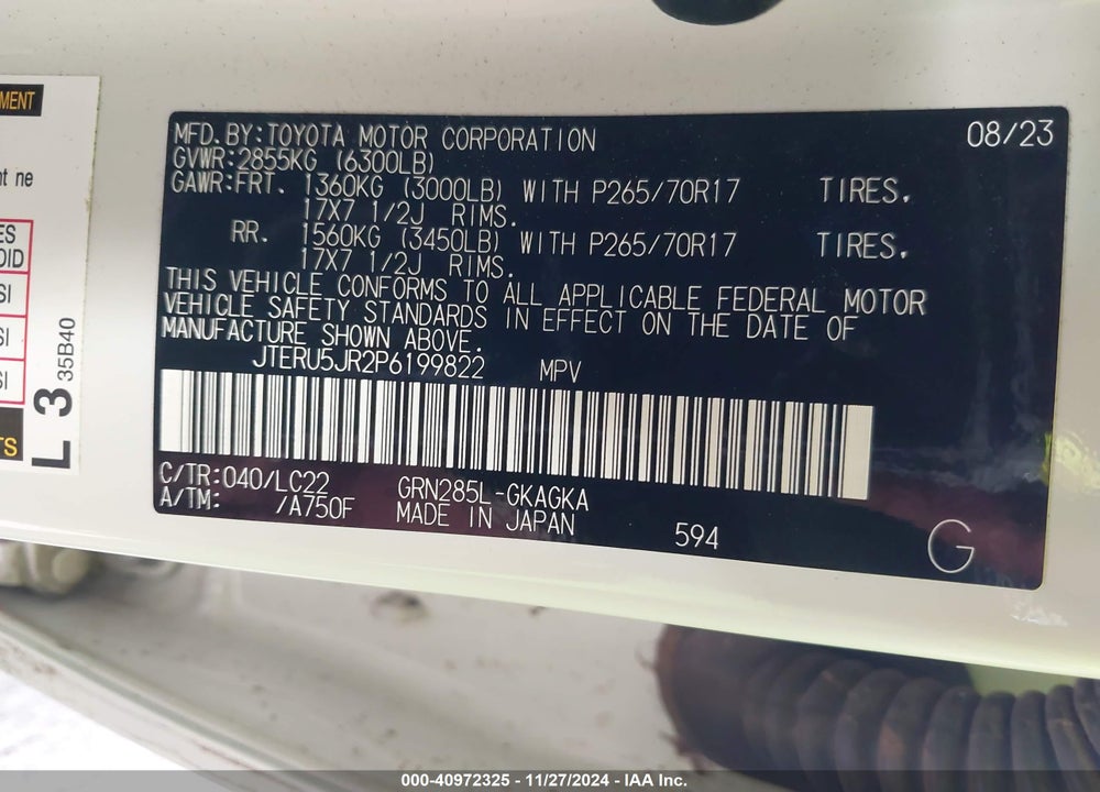 2023 TOYOTA 4RUNNER TRD OFF ROAD PREMIUM VIN: JTERU5JR2P6199822
