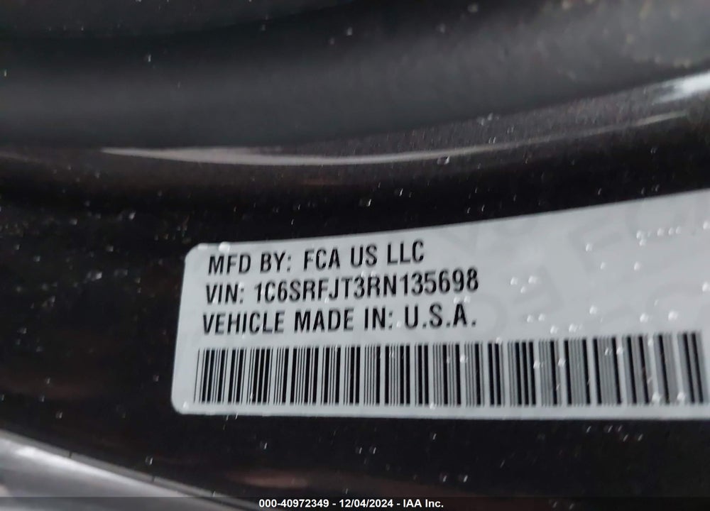 2024 RAM 1500 LAIE VIN: 1C6SRFJT3RN135698