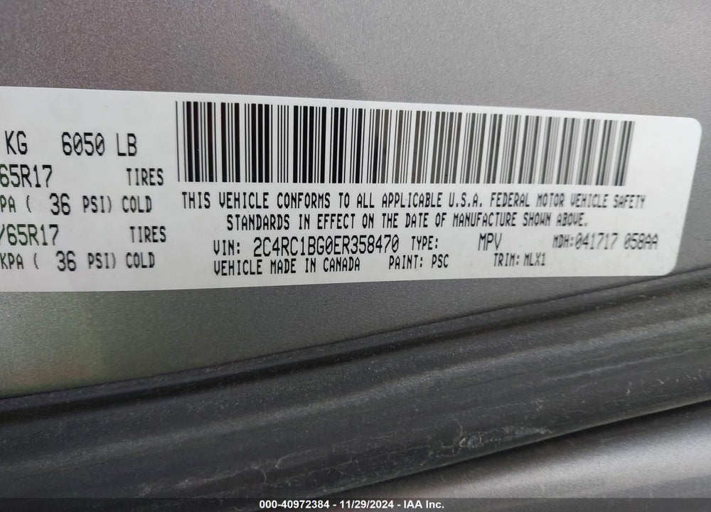 2014 CHRYSLER TOWN & COUNTRY TOURING VIN: 2C4RC1BG0ER358470