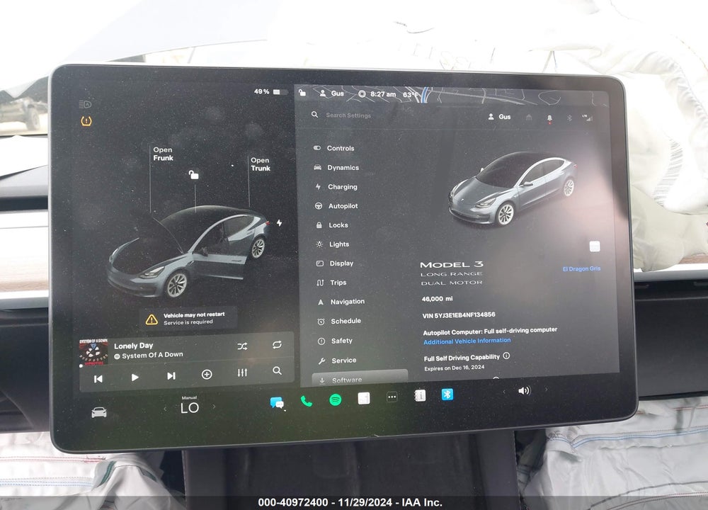 2022 TESLA MODEL 3 VIN: 5YJ3E1EB4NF134856