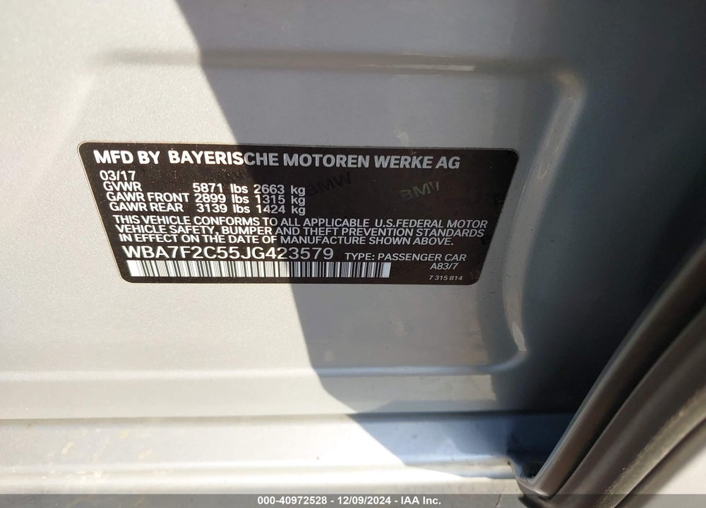 2018 BMW 7 SERIES VIN: WBA7F2C55JG423579