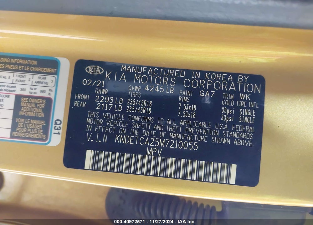 2021 KIA SELTOS SX TURBO VIN: KNDETCA25M7210055