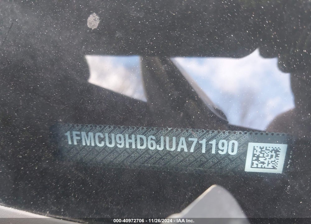 2018 FORD ESCAPE SEL VIN: 1FMCU9HD6JUA71190