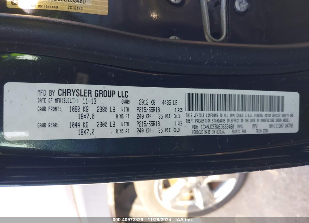 2014 JEEP COMPASS LATITUDE VIN: 1C4NJCEB0ED653460